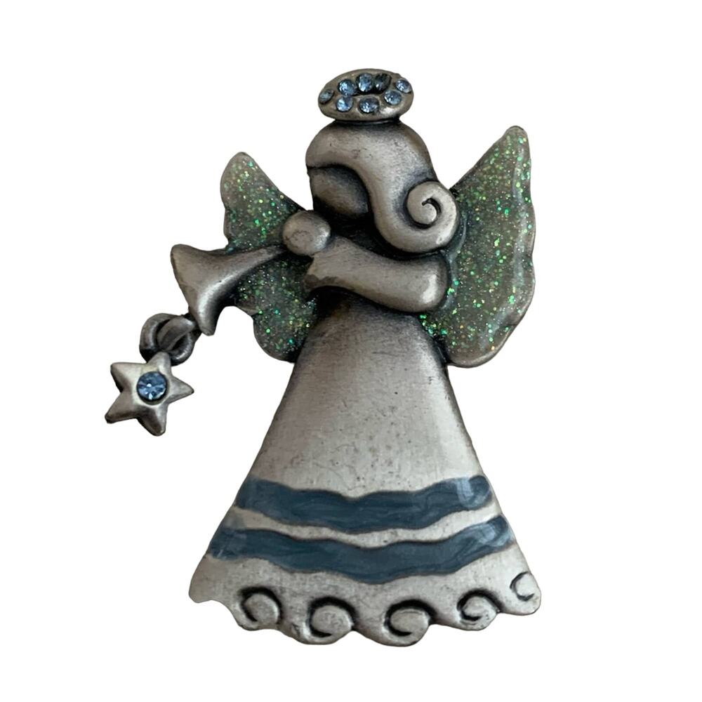 Trumpeting Angel Brooch Pin Vintage